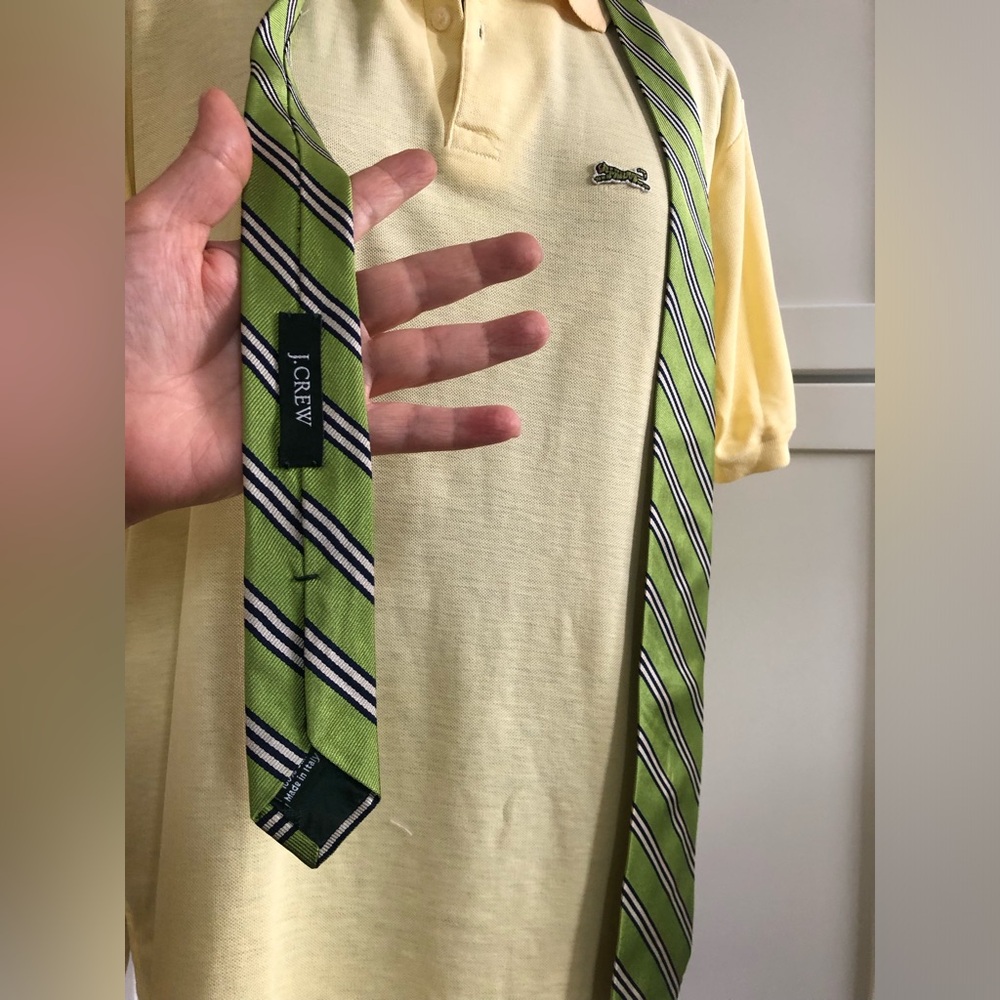J. Crew Green Striped Silk Imported Tie - Picture 12 of 15